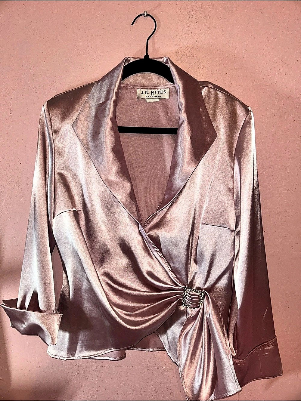 J.R. NITES Draped Blouse in Pink Like New